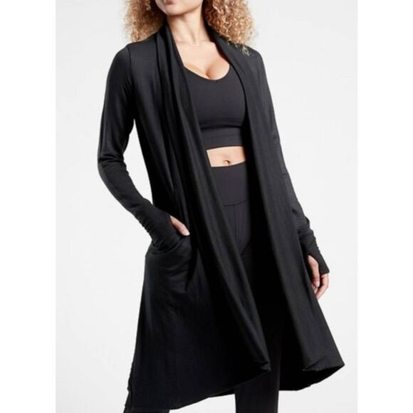 Athleta Sweaters - Athleta Black Nirvana Pranayama Long Tunic Cardigan